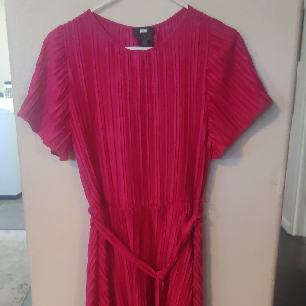 DKNY Fuchsia Pleated Midi Dress (Up For Offers)